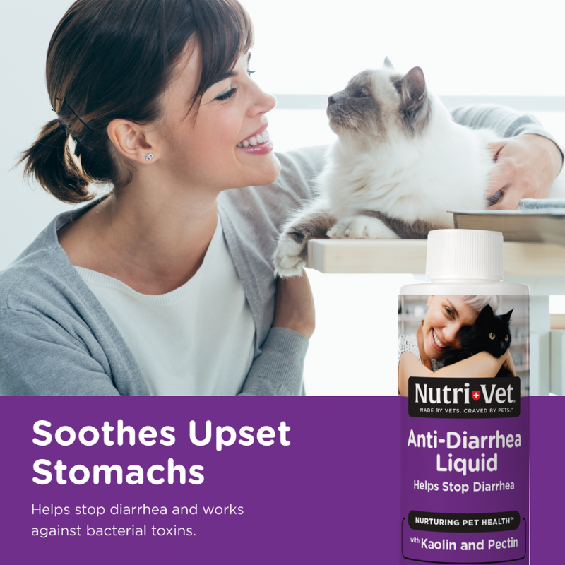 Anti-Diarrhea Liquid for Cats soothes upset stomach in cats
